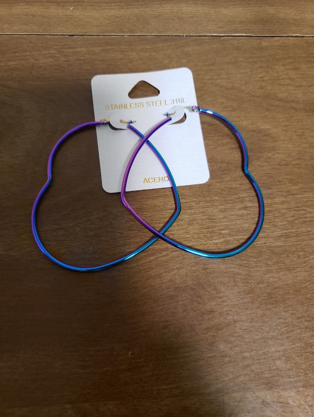 Iridescent Heart Hoop Earrings - Blue Purple Gradient